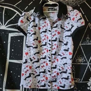 Hell Bunny weenie dog button up S